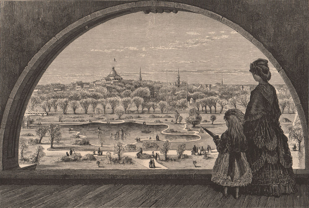 BOSTON. View from Steeple of Arlington Street Church. Massachusetts 1874 print